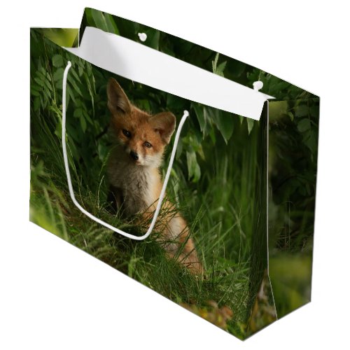 Cute Baby Fox in a Green Forest Large Gift Bag