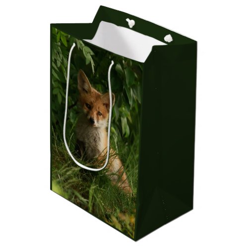 Cute Baby Fox in a Green Forest Medium Gift Bag