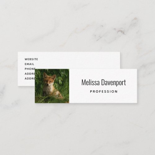 Cute Baby Fox in a Green Forest Mini Business Card