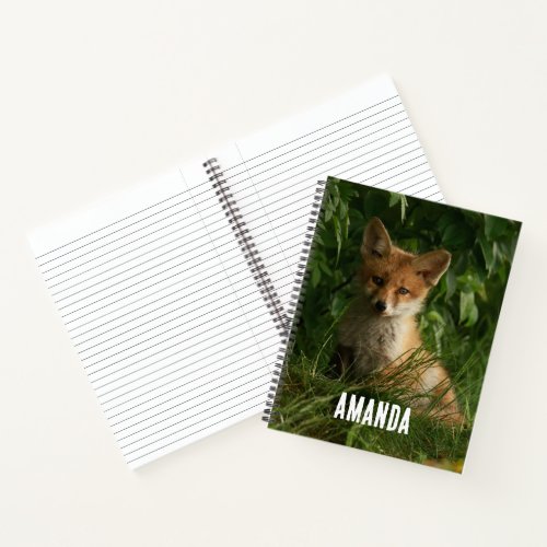 Cute Baby Fox in a Green Forest Notebook