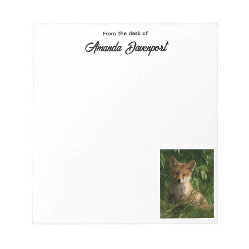 Cute Baby Fox in a Green Forest Notepad