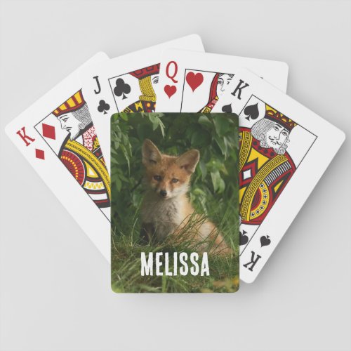 Cute Baby Fox in a Green Forest Playing Cards