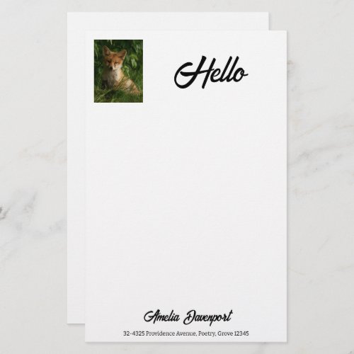 Cute Baby Fox in a Green Forest Stationery