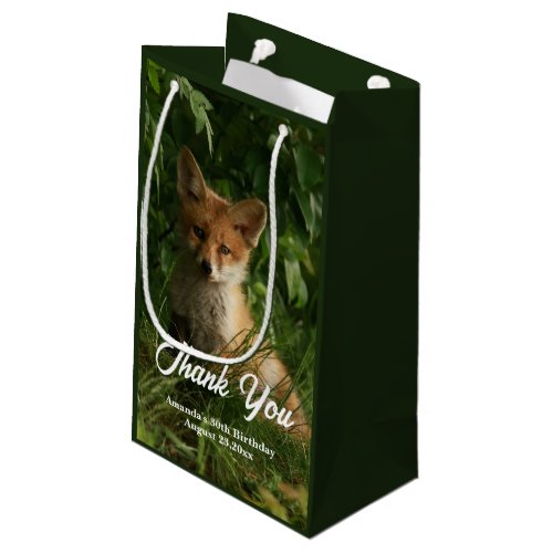 Cute Baby Fox in a Green Forest Thank You Small Gift Bag