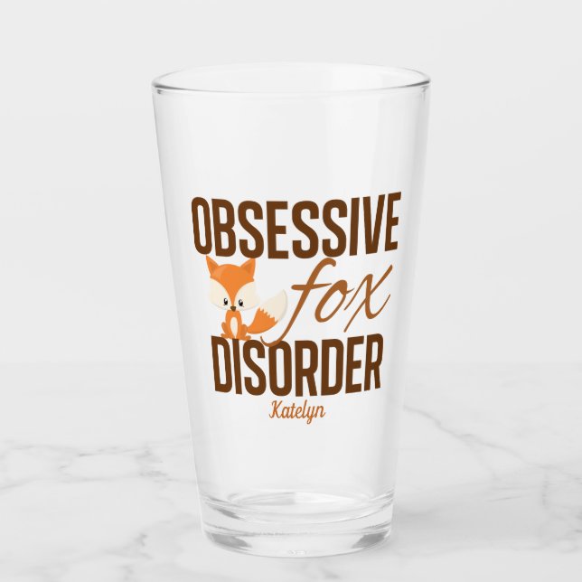 Cute Baby Fox Obsessed Brown Animal Lover Glass (Front)