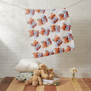 Cute baby fox pattern  baby blanket