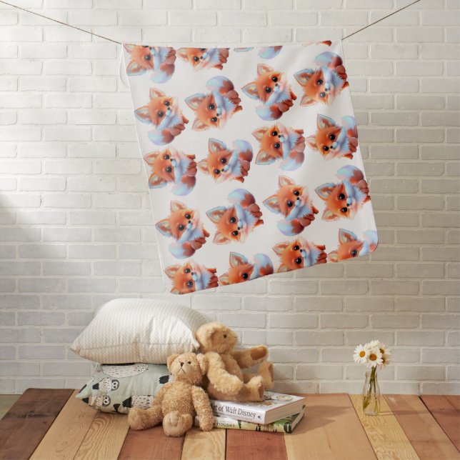 Cute baby fox pattern  baby blanket (In Situ)