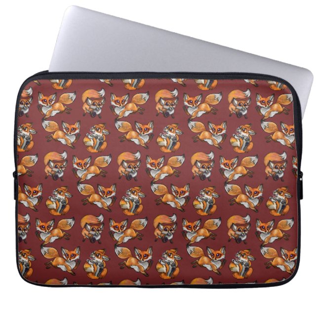 Cute Baby Fox Pattern  Laptop Sleeve (Front)