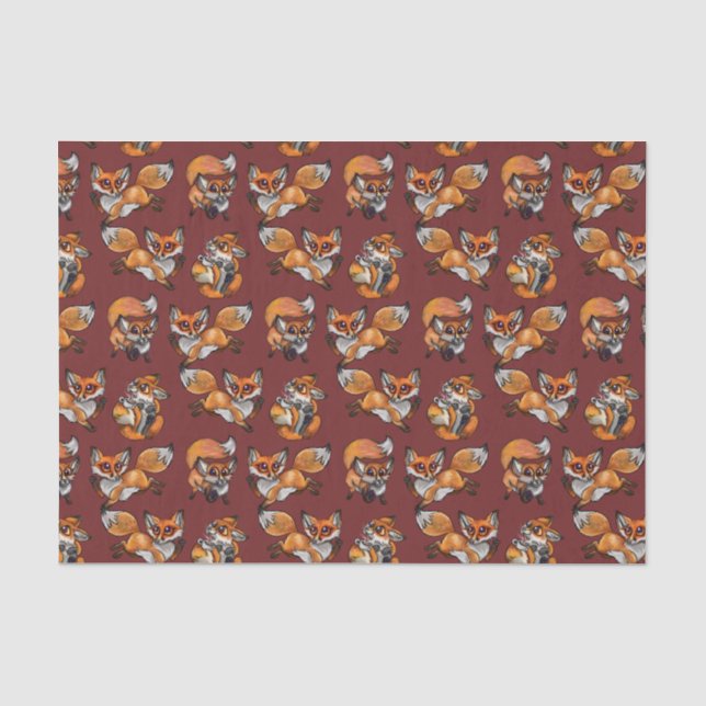 Cute Baby Fox Pattern Tissue Paper (Front)