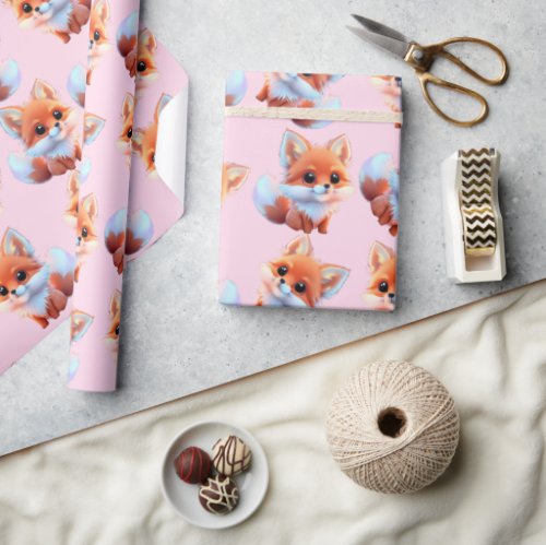 Cute baby fox pattern  wrapping paper