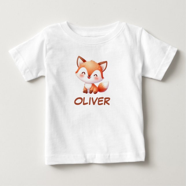 Cute Baby Fox Personalized Baby T-Shirt (Front)