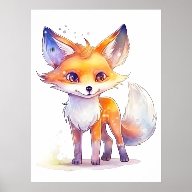 Cute Baby Fox Poster (Front)