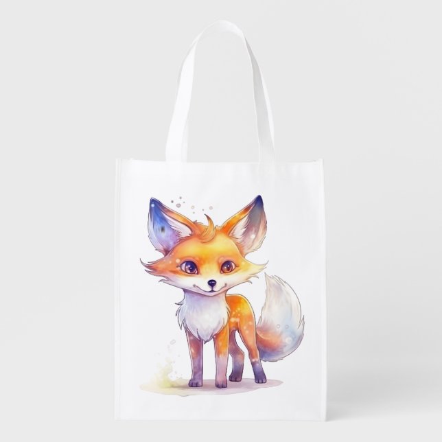 Cute Baby Fox Reusable Grocery Bag (Front)