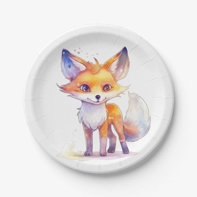 Cute Baby Fox Round Paper Plates