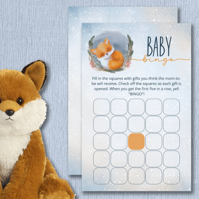 Cute Baby Fox Snowly Winter Baby Shower bingo game (Creator Uploaded)