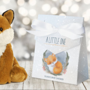 Cute Baby Fox Snowly Winter Baby Shower Favor Boxes