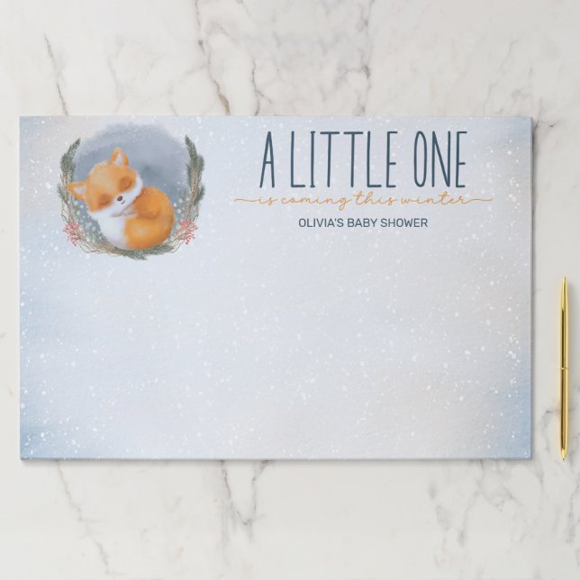 Cute Baby Fox Snowly Winter Baby Shower Paper Pad (Insitu)