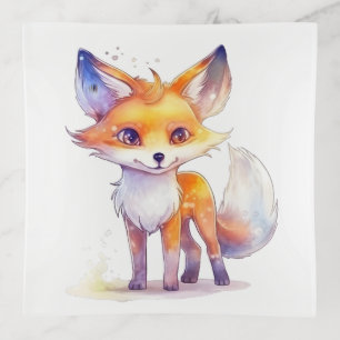 Cute Baby Fox Square Trinket Tray
