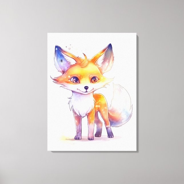 Cute Baby Fox Stretched Canvas Print (Front)