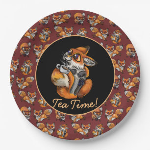 Cute Baby Fox Tea Time!  Paper Plates