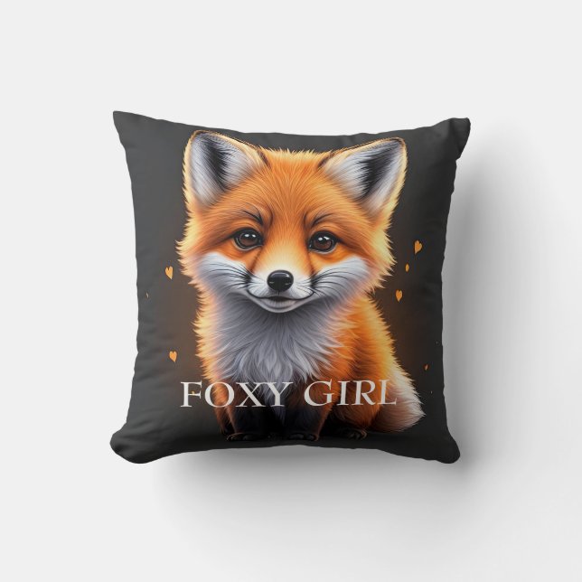Cute Baby Fox Throw Pillow (Front)