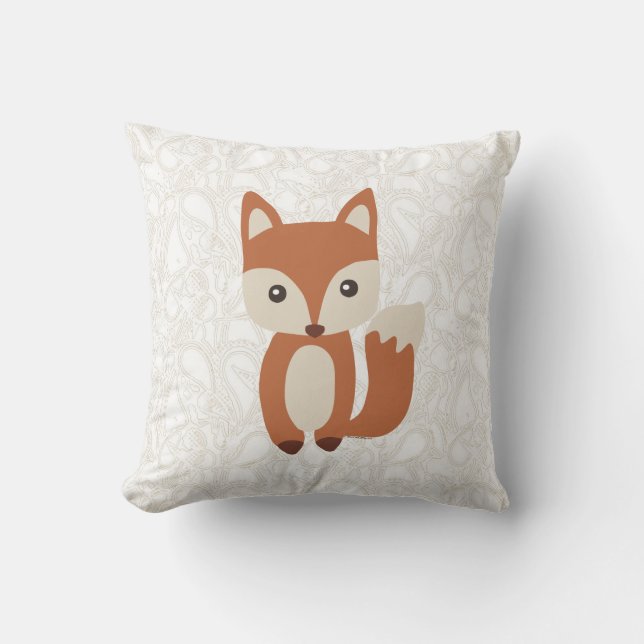 Cute Baby Fox Throw Pillow (Front)