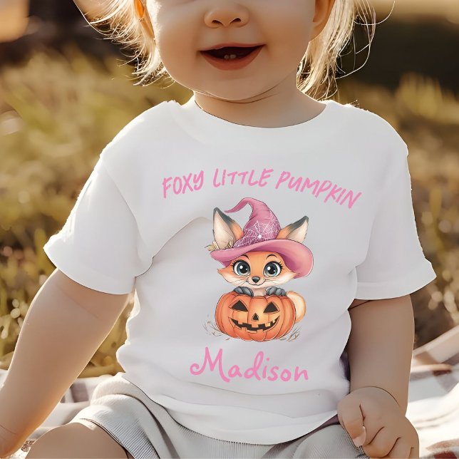 Cute Baby Fox Witch Hat Personalized Name T-Shirt (Creator Uploaded)