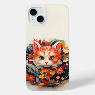 Cute Baby Fox with flowers Paper Cutout iPhone 15 Plus Case
