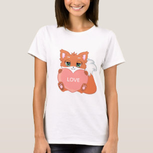Cute Baby Fox with Heart T-Shirt