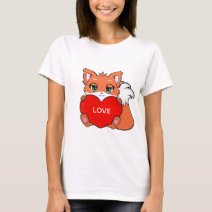 Cute Baby Fox with Heart T-Shirt