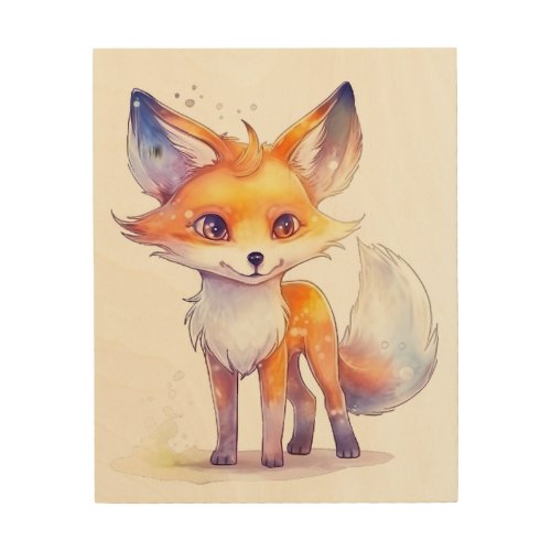 Cute Baby Fox Wood Wall Art