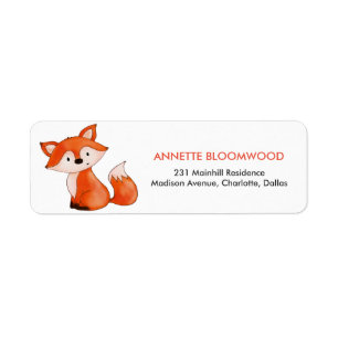 Cute Baby Fox Woodland Baby Shower Label