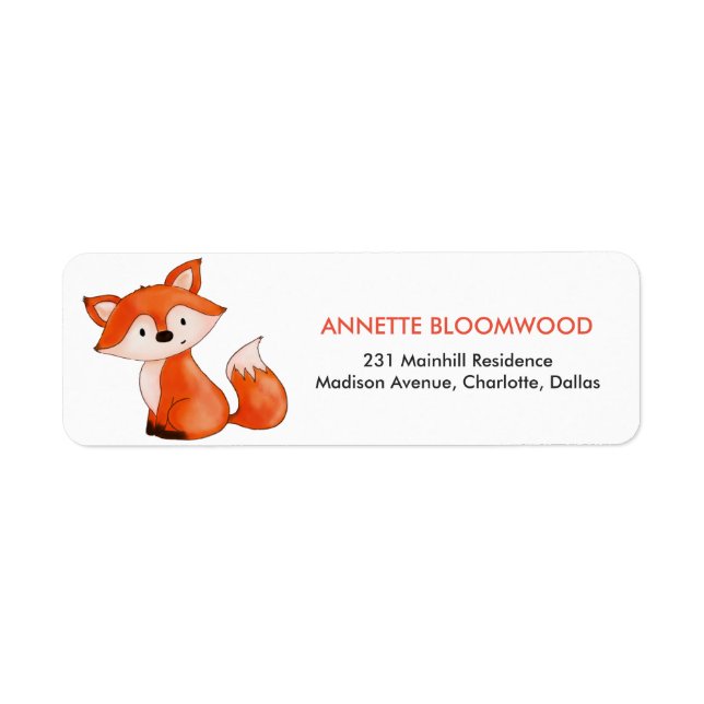 Cute Baby Fox | Woodland Baby Shower Label (Front)