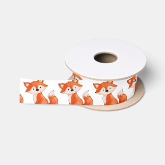Cute Baby Fox | Woodland Baby Shower Satin Ribbon