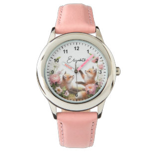 Cute Baby Foxes Girl Birthday  Watch