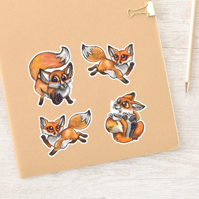 Cute baby Foxes Sticker (Notebook)