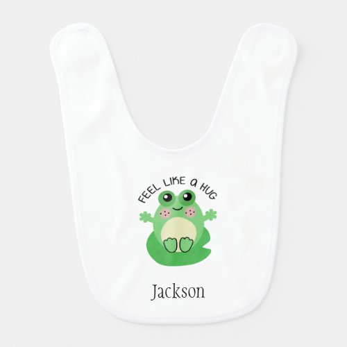 Cute Baby Frog Bodysuit _ Baby grow Custom Name Baby Bib