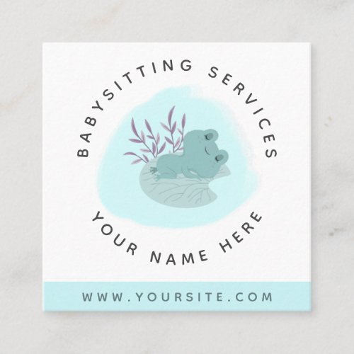 Cute Baby Frog Sleeping Kids Babysitting Childcare Square Business Card