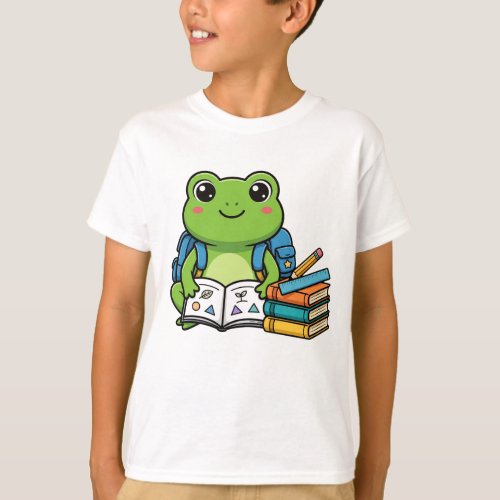 Cute Baby Frog Student - Back To School T-Shirt