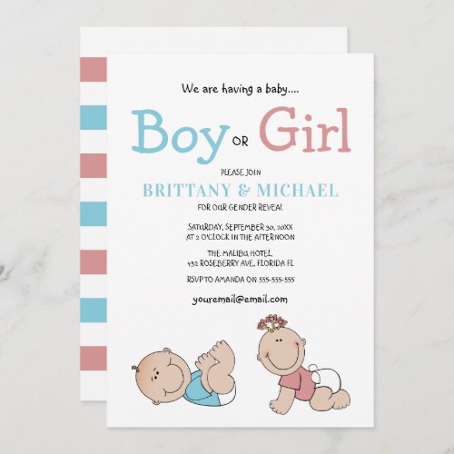 Cute Baby Gender Reveal Invitation