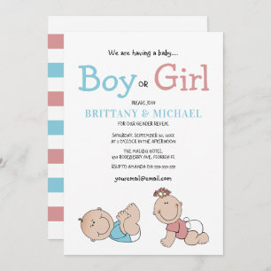 Cute Baby Gender Reveal Invitation