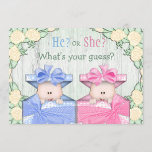 Cute Baby Gender Reveal Party Babies in Boxes Invitation