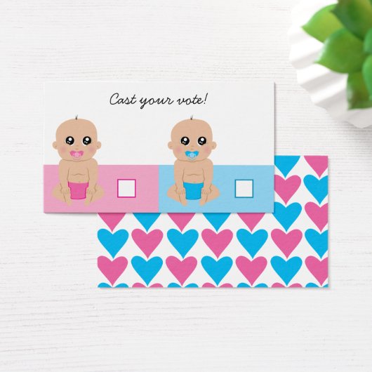 Cute Baby Gender Reveal Party Ballot Vote Card (Desk)