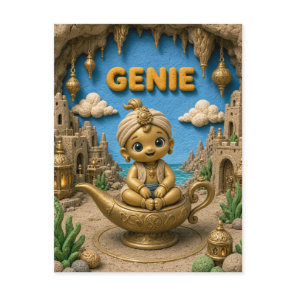 Cute Baby Genie, Mythical Postcard