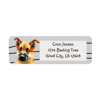 Cute Baby German Shepherd Dog Label