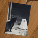 Cute Baby Ghost and Kitten Halloween Postcard<br><div class="desc">This design was created through digital art. It may be personalized by clicking the customize button and changing the color, adding a name, initials or your favorite words. Contact me at colorflowcreations@gmail.com if you with to have this design on another product. See more of my creations or follow me at...</div>