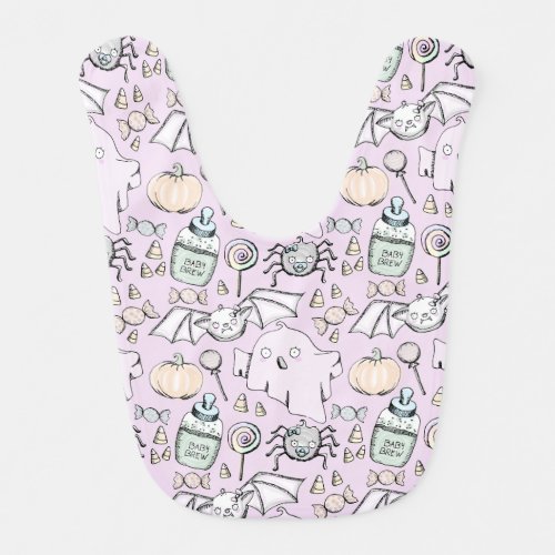 Cute Baby Ghost Bat Spider  Candy Halloween Bib