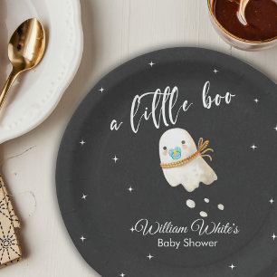 Cute Baby Ghost Halloween Fall Baby Shower Paper Plates