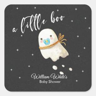 Cute Baby Ghost Halloween Fall Baby Shower Square Sticker