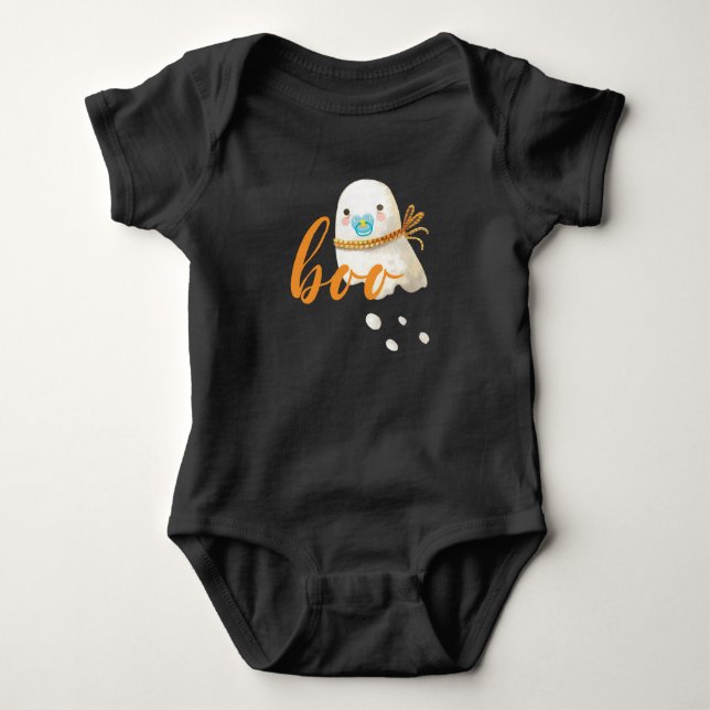 Cute Baby Ghost Pacifier Scarf Boo  Bodysuit (Front)